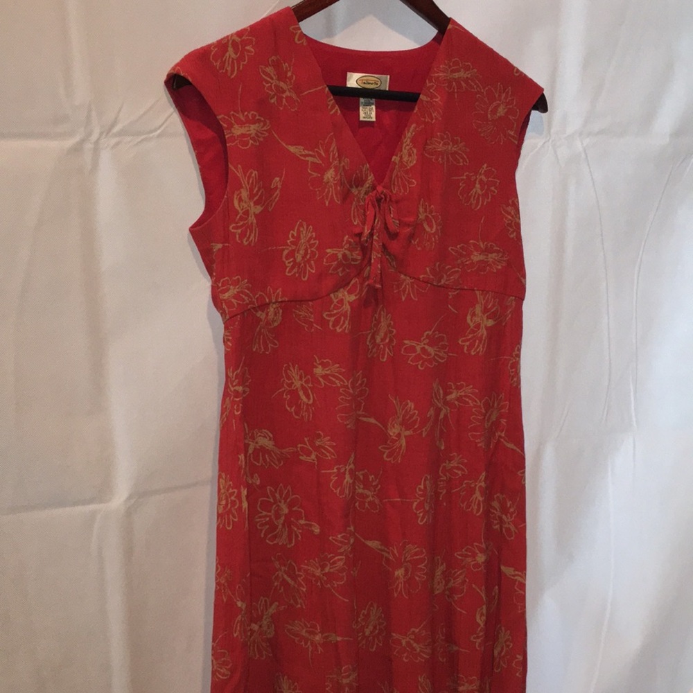 Talbots Petites Red Floral Midi Dress Size 4P | Vintage Boho Style